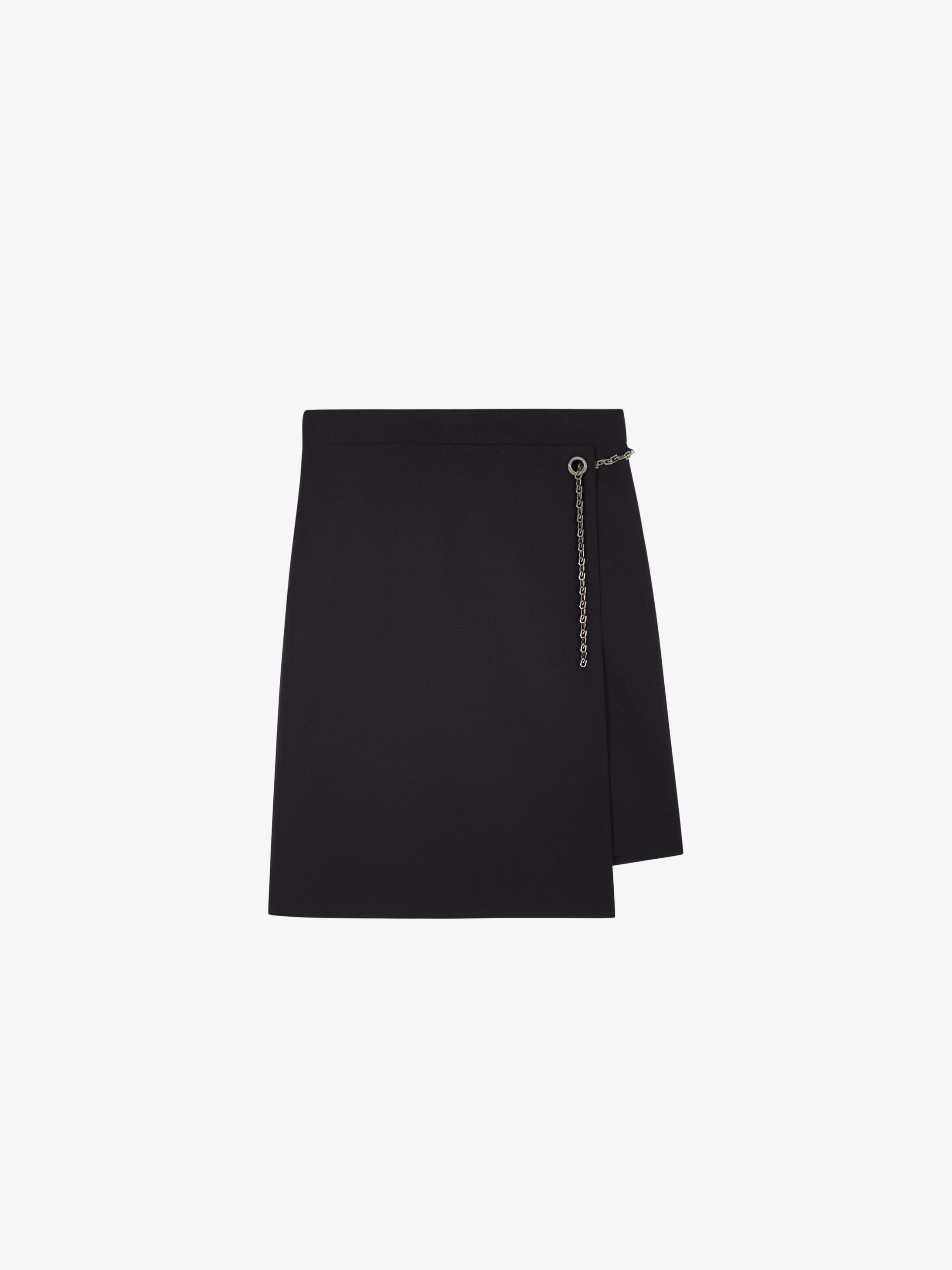Asymmetrical wrap skirt with metallic details